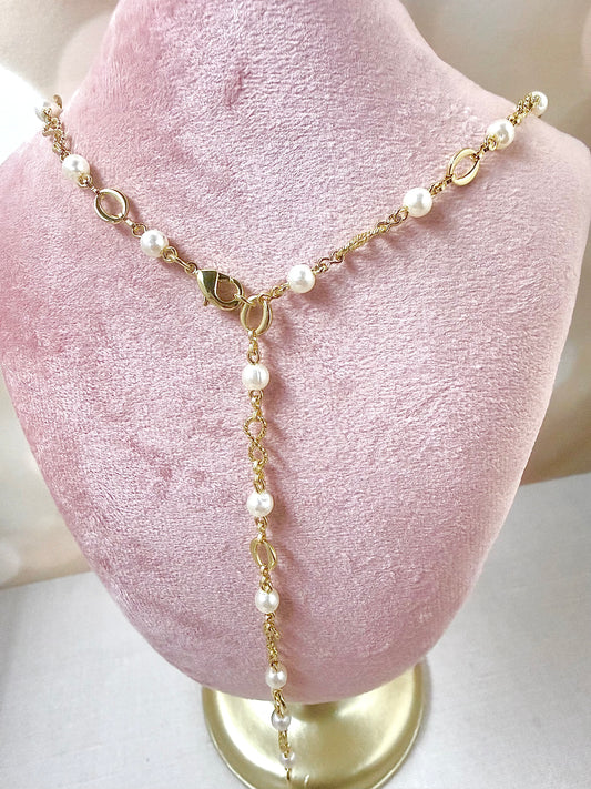 Gold and Pearl Drop Necklace