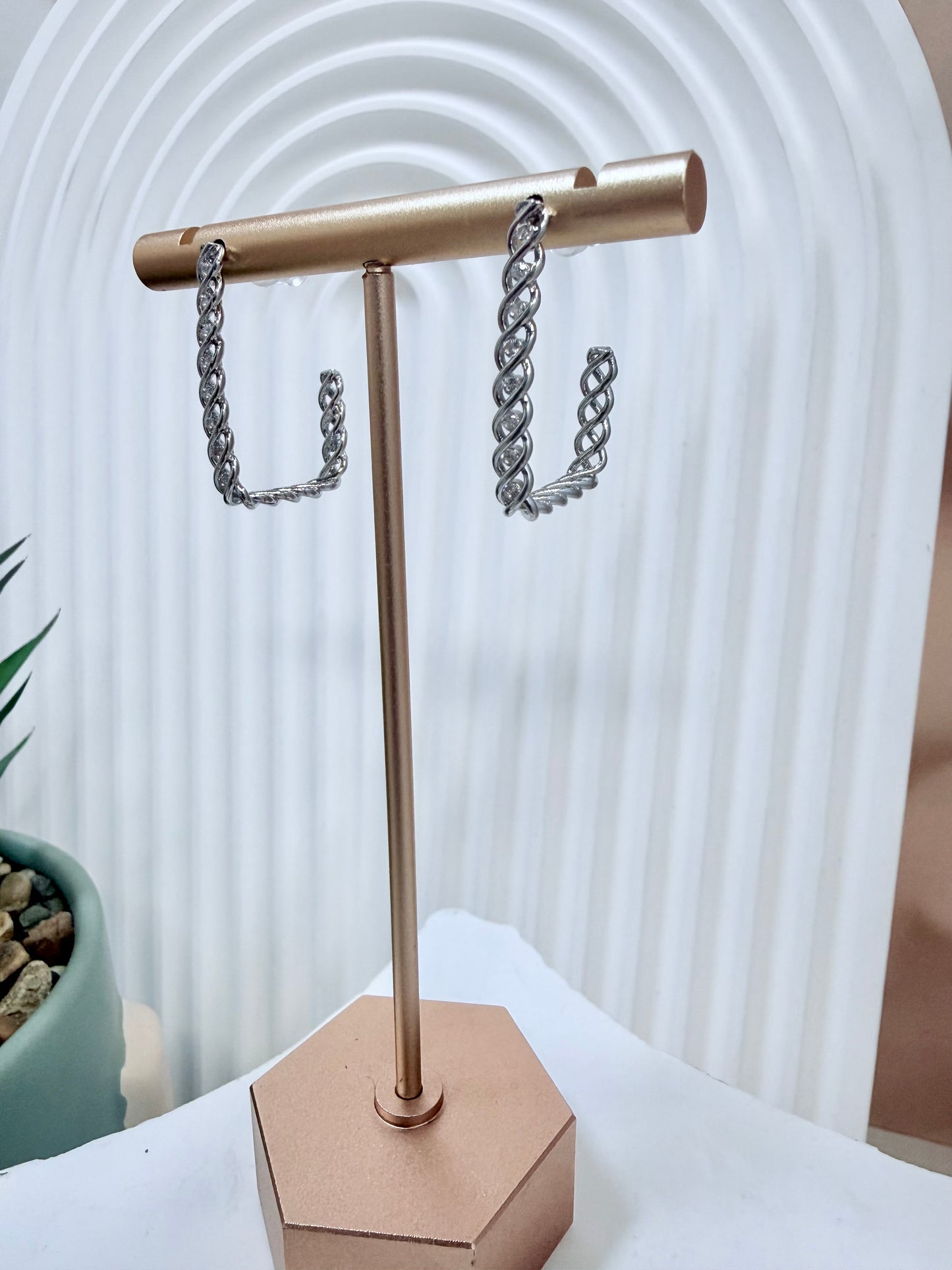 Silver Rectangle Hoop