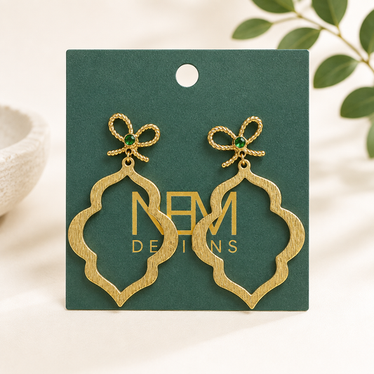 Bow Quatrefoil Drop Earring