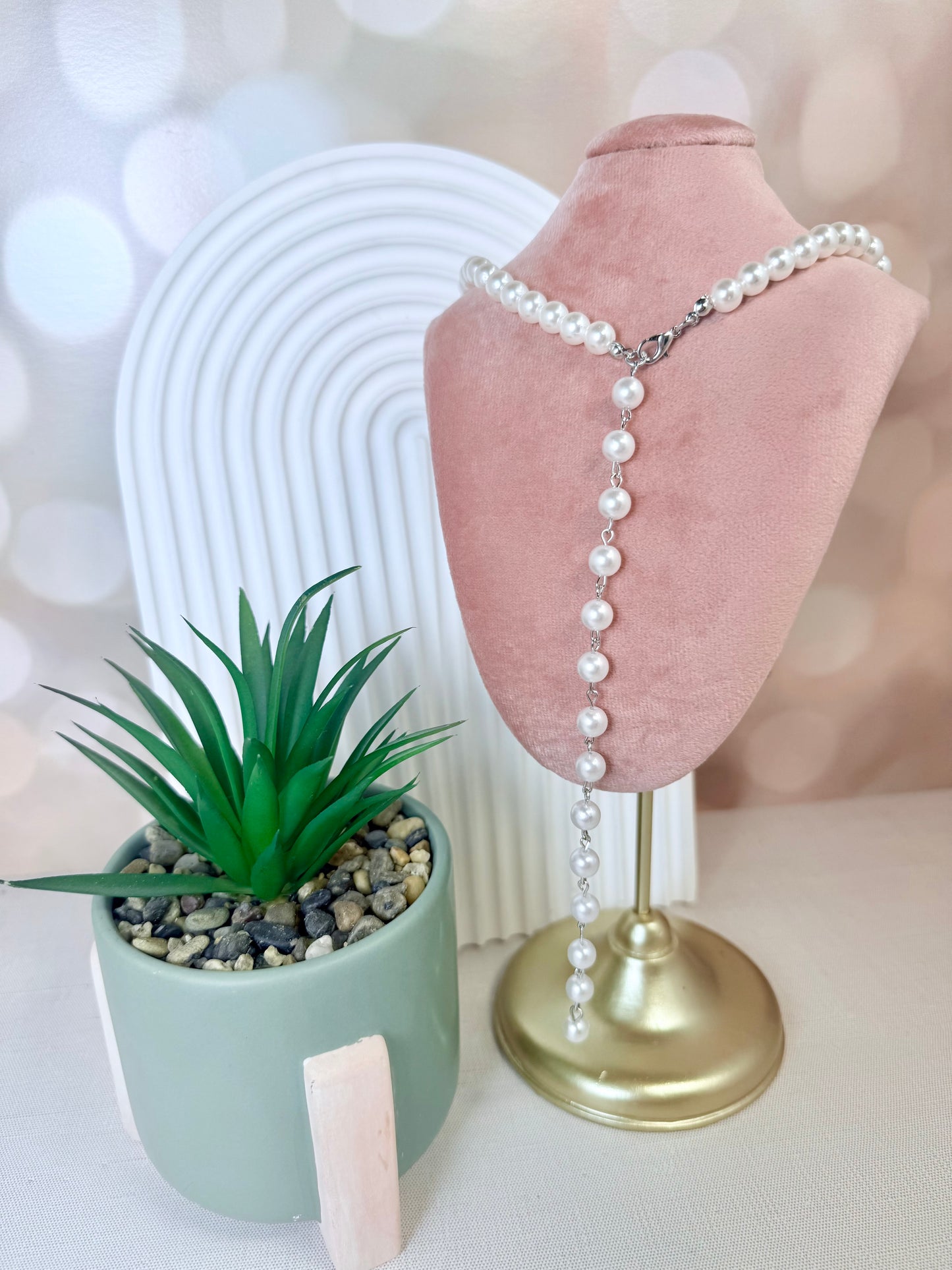 Silver Pearl Drop Necklace