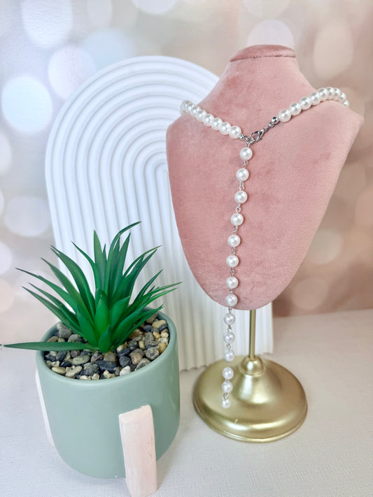 Silver Pearl Drop Necklace