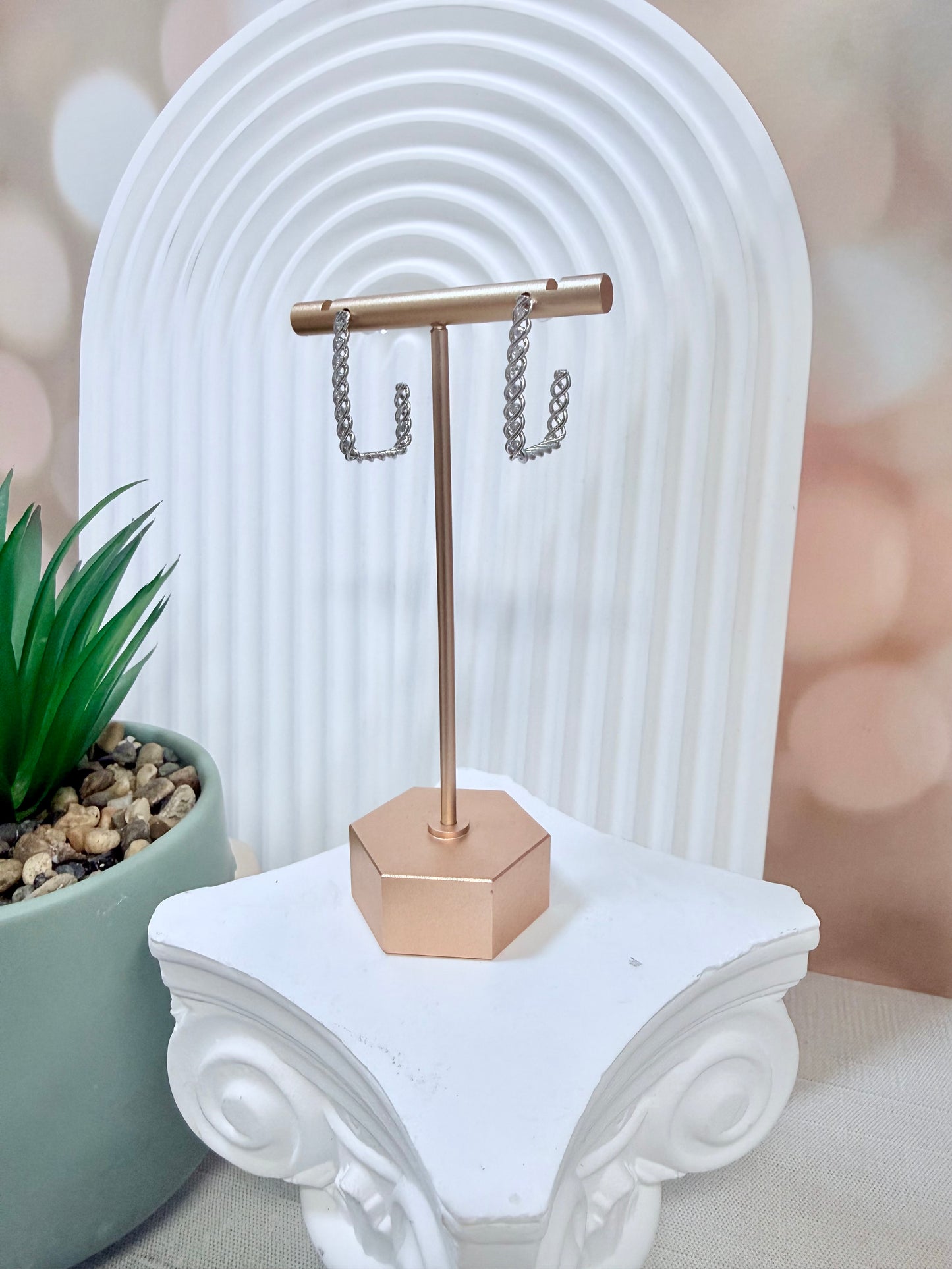 Silver Rectangle Hoop