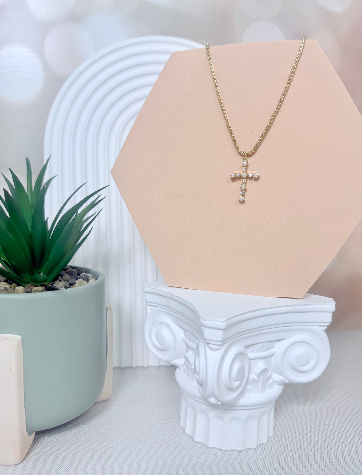 Gemstone and Pearl Cross
