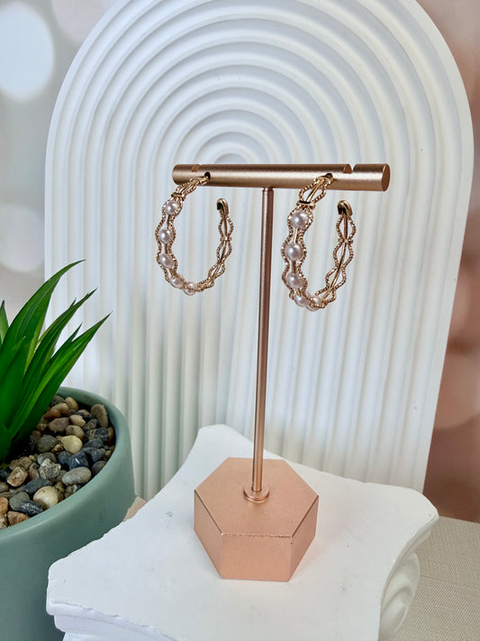 Ornate Pearl Hoop
