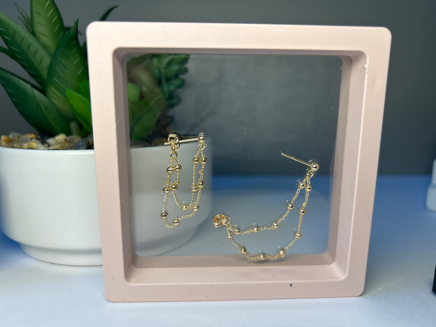 Gold Chain Stud Earrings