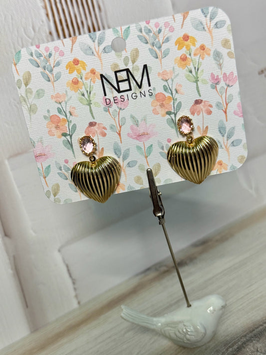 Gold Heart Shell Earrings