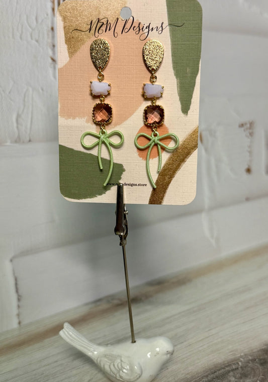 Pink & Green Tiered Earrings