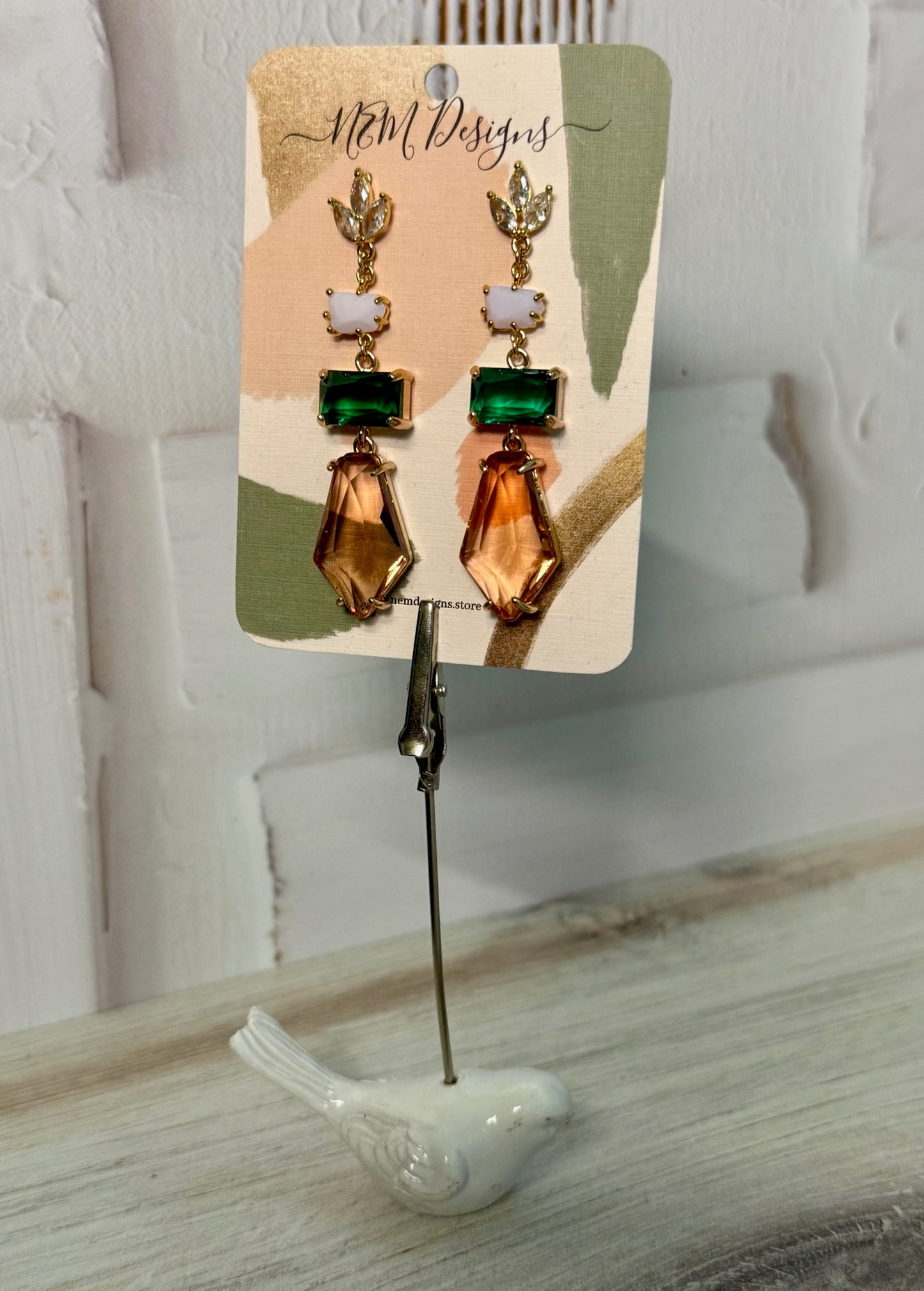 Four Tiered Gem Earrings