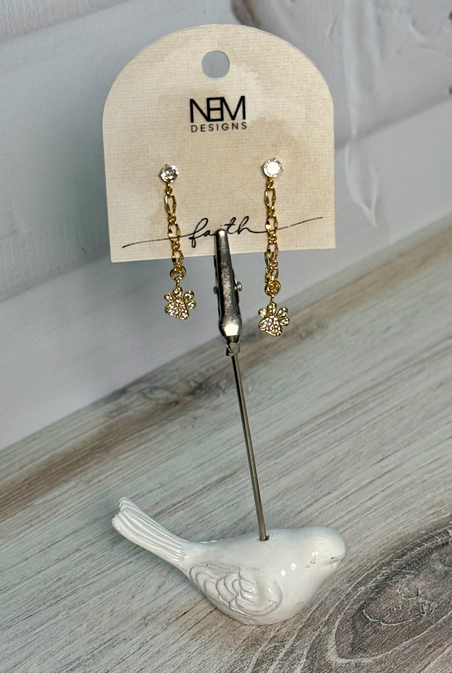 Gold Chain Paw Earrings