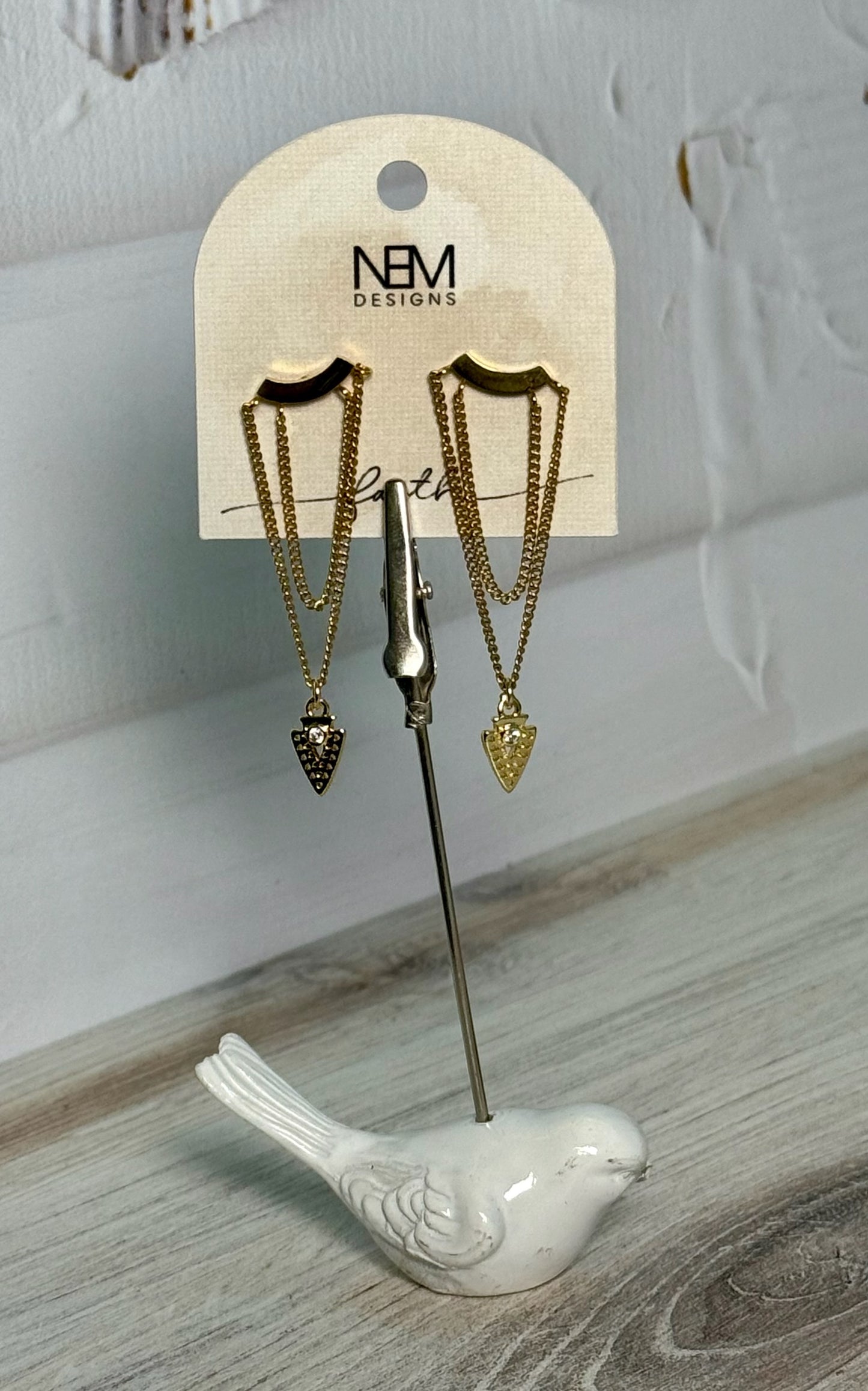 Gold Chain Arrowhead Earrings