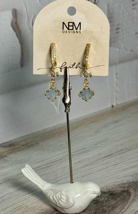 Gold & Blue Dangle Earrings