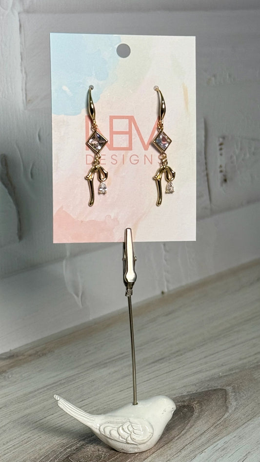 Gold Tiered Dangle Earrings