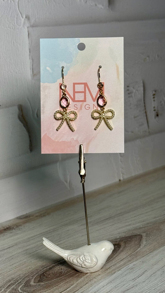 Pearl Bow Dangle Earrings