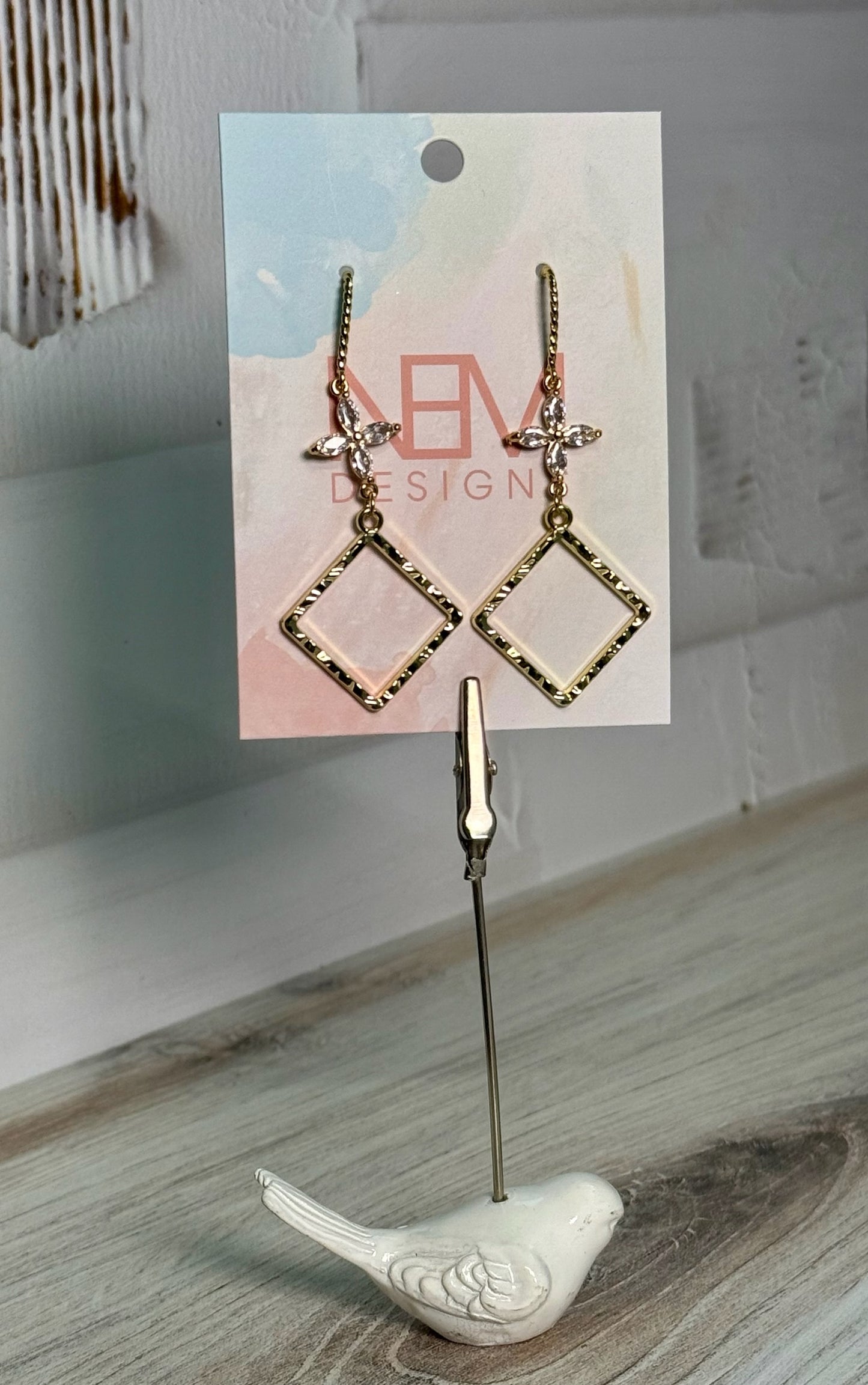 Diamond Pendant Dangle Earrings