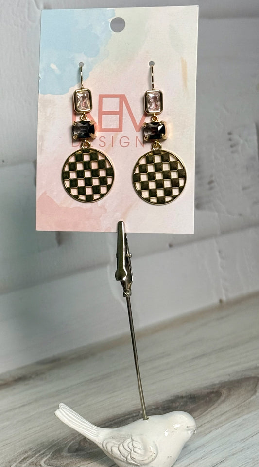 Checkered Circle Earrings