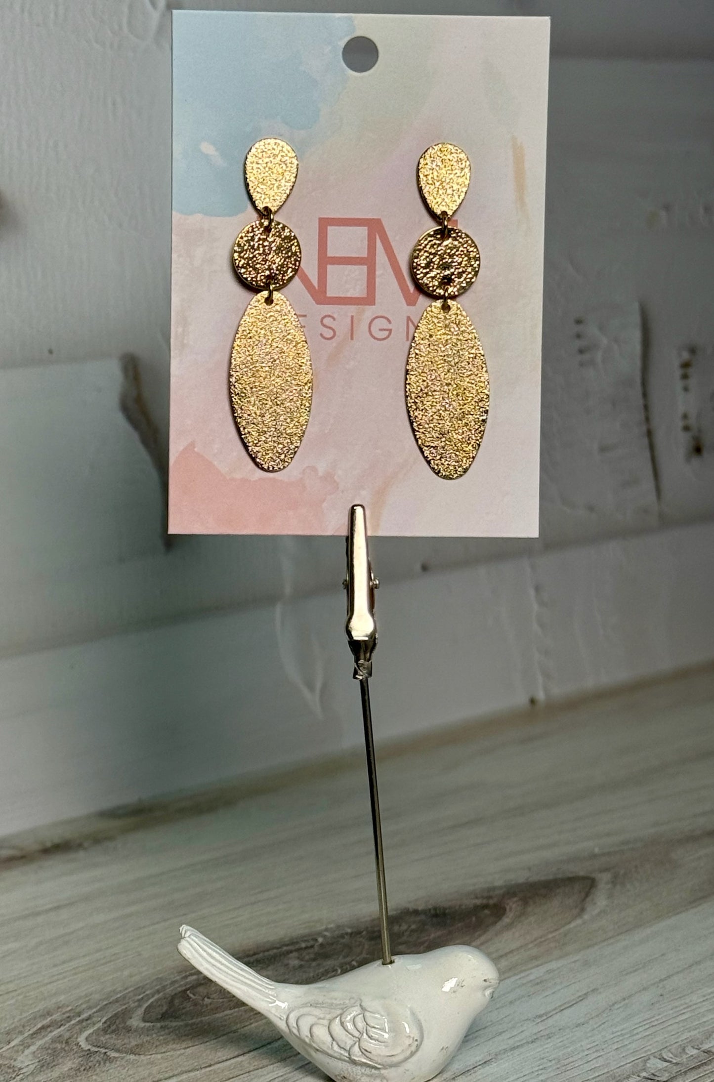 Three Tiered Gold Earrings