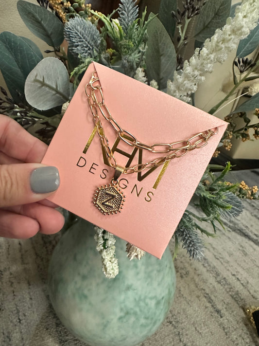 Gold Double Layer Letter Necklace