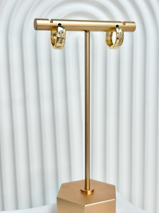 Small Cross Diamond Hoops