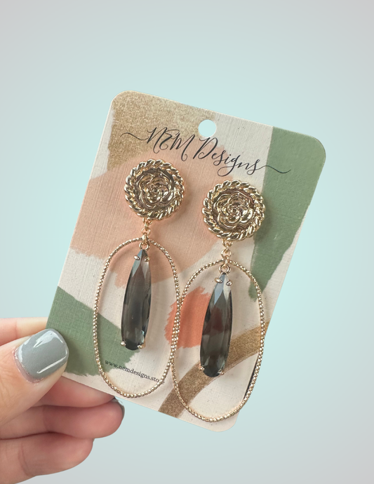 Gold and Gray Tiered Earrings