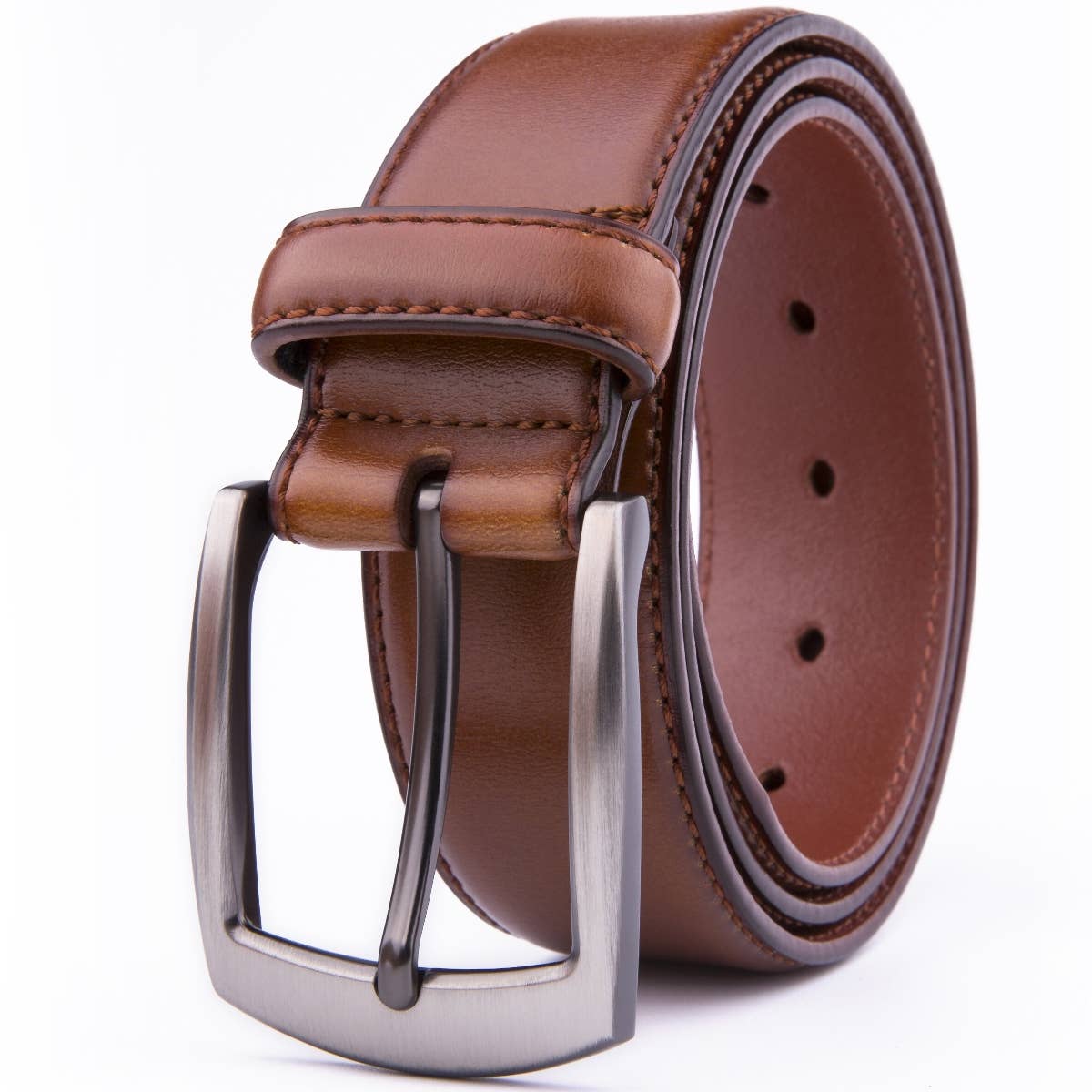 Genuine Leather Dress Belt La2069-Cognac