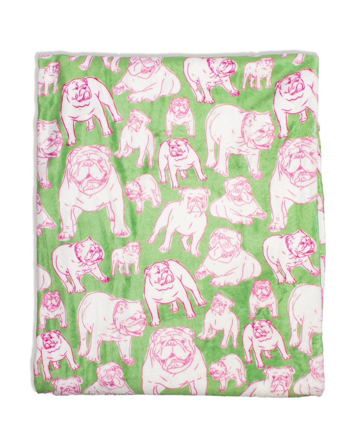 Chelsea Bulldog Throw   Green/Pink   50x60