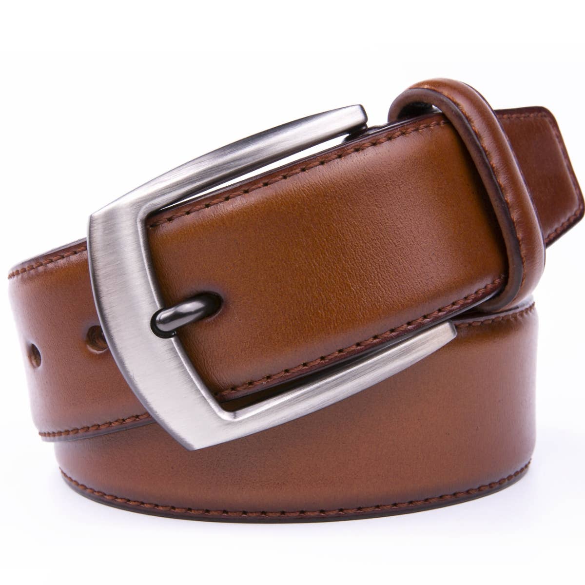 Genuine Leather Dress Belt La2069-Cognac