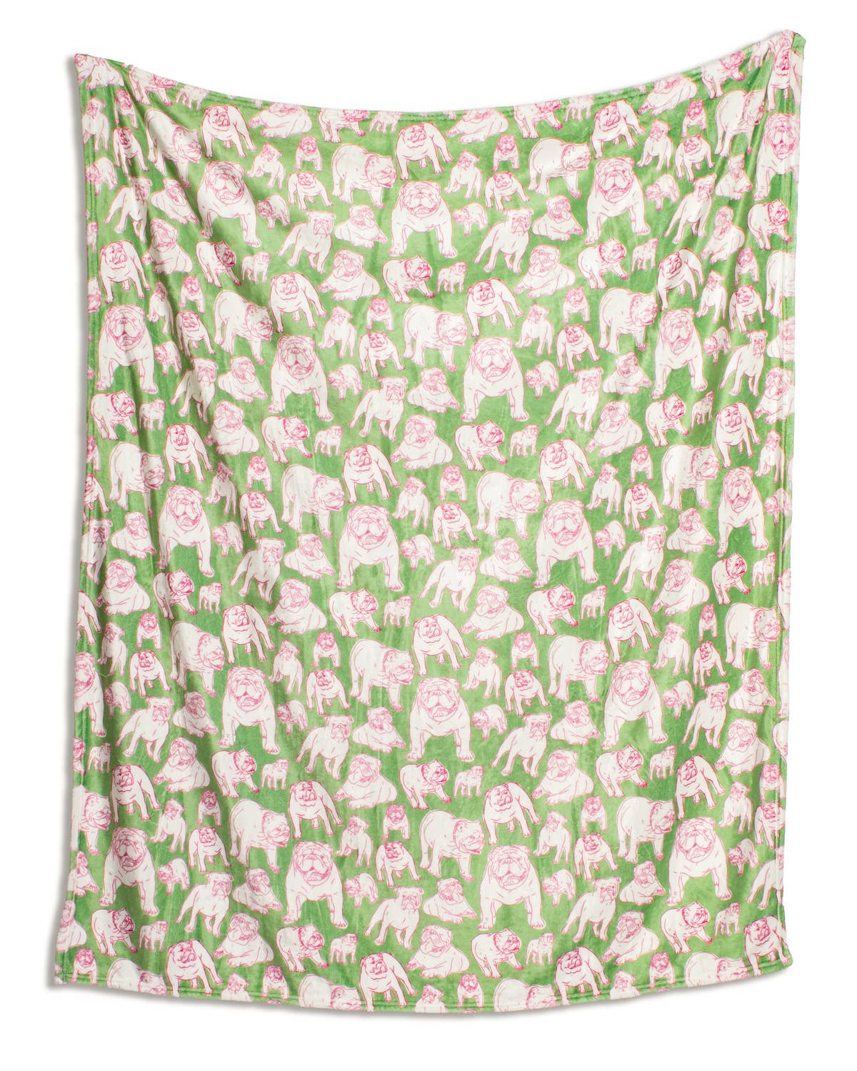 Chelsea Bulldog Throw   Green/Pink   50x60
