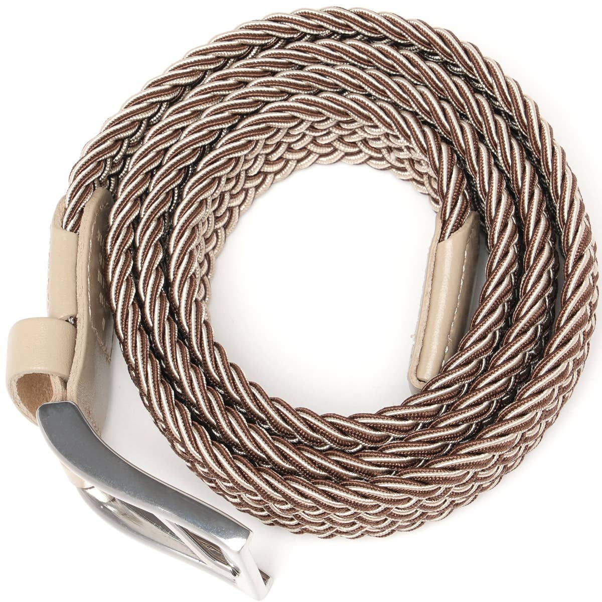 Elastic Braided Belt Golf Belt for Men -16#7(Brown/beige)